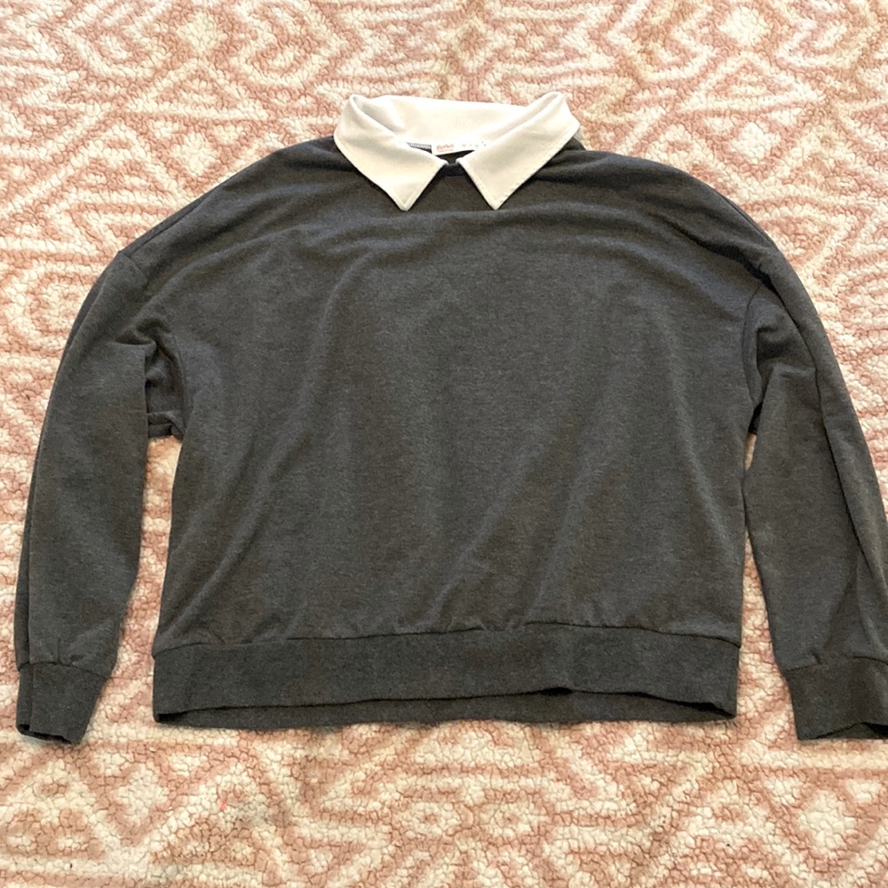 Dark Academia Aesthetic Gray Sweater with Built in Collar